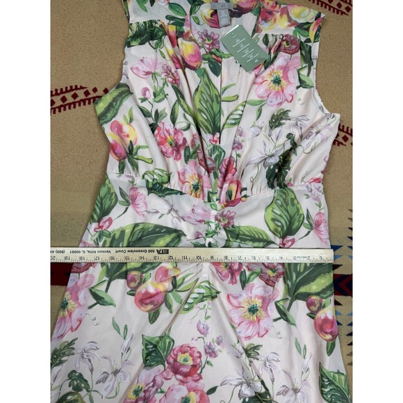 H&M CONSCIOUS Pink Floral Chiffon Maxi Dress Sleeveless Keyhole Neck NEW Size L - Picture 4 of 8